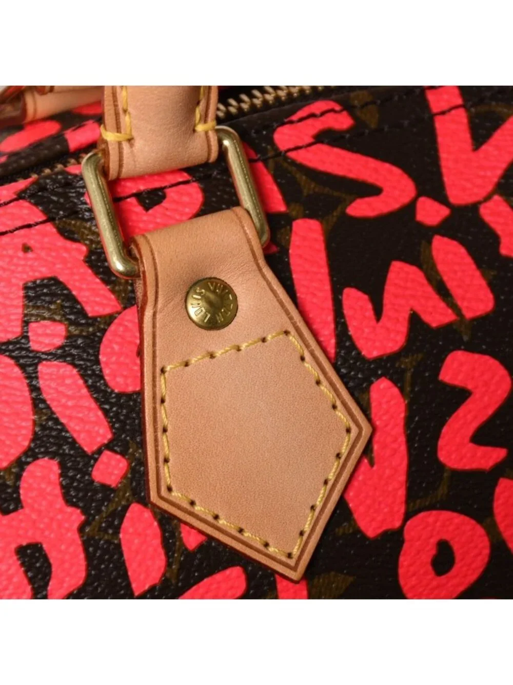 Louis Vuitton Monogram Graffiti Speedy 30 Handbag Pink Vachetta Leather